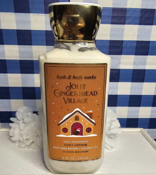 New Bath And Body Works Jolly Gingerbread Village Daily Nourishing Body Lotion 8 fl oz