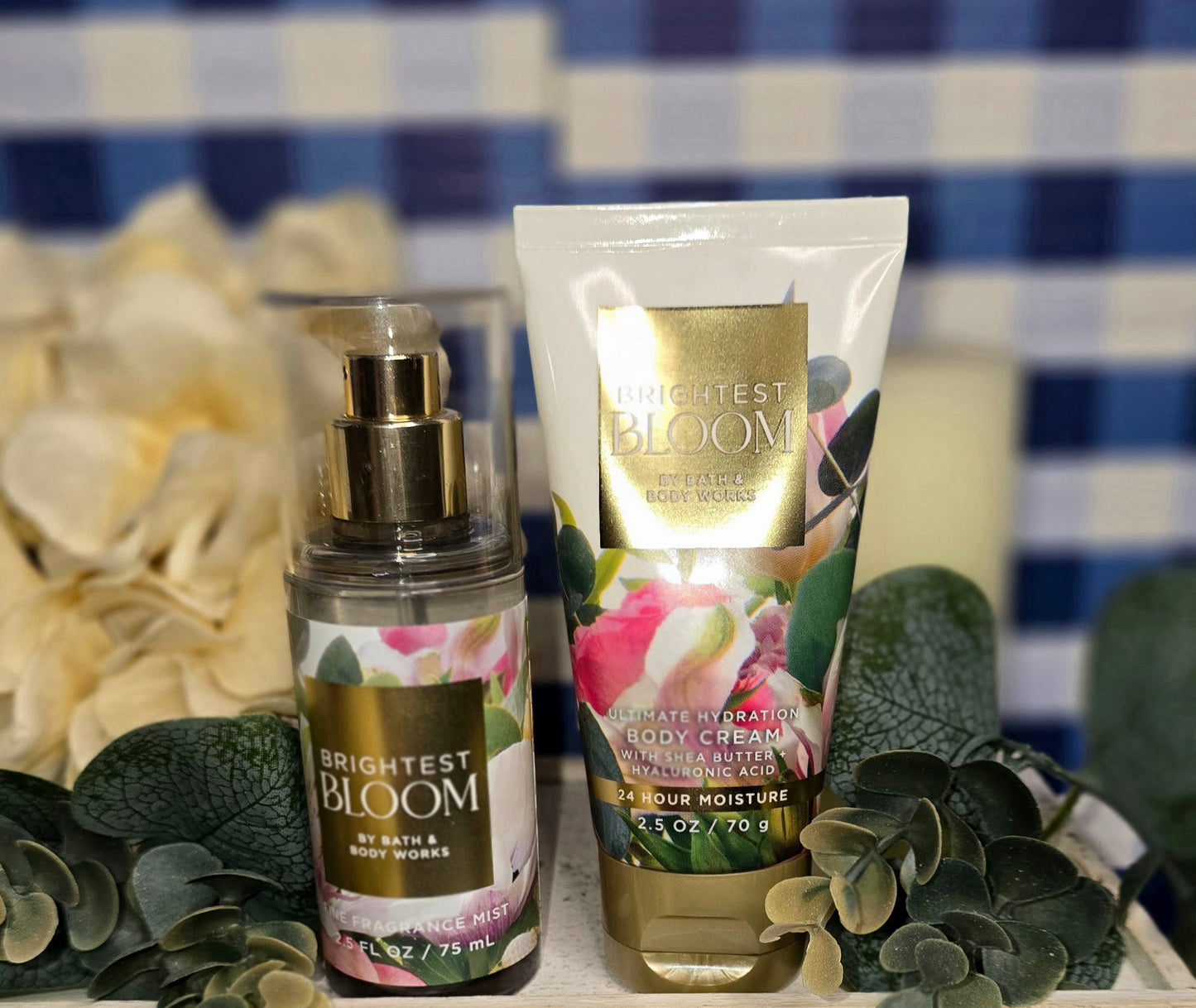 New Bath and Body Works Brightest Bloom, 2 Piece Gift Set - Body Mist, Body Spray and Body Cream