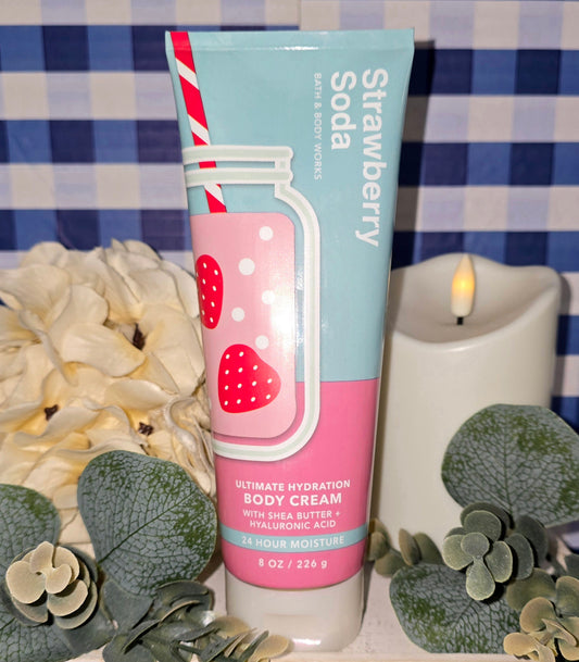 New Bath & Body Works Strawberry Soda Ultimate Hydration Body Cream 8 fl oz